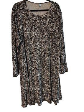 Old Navy Brown and Black Leopard-Print Long Sleeve Dress XXL